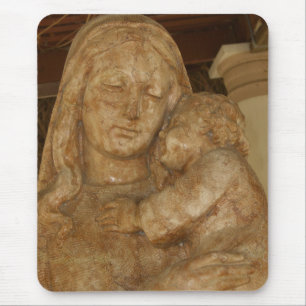 Virgin Mary & Baby Jesus Statue Mouse Pad