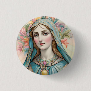 Virgin Mary Badge 1 Inch Round Button