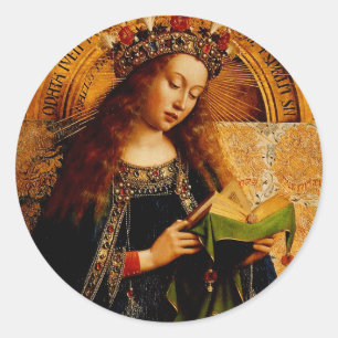 Virgin Mary by Jan van Eyck Classic Round Sticker