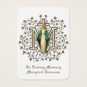 Virgin Mary Catholic Funeral Memorial Holy Card -
