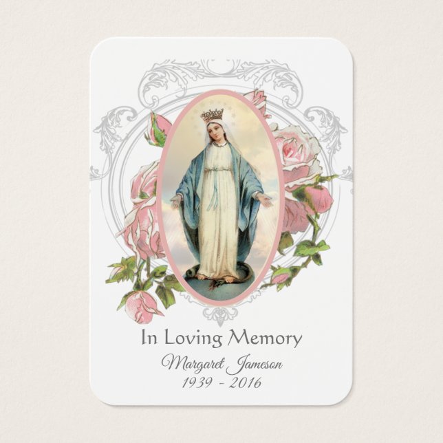 Virgin Mary Catholic Funeral Memorial Holy Card - (Front)
