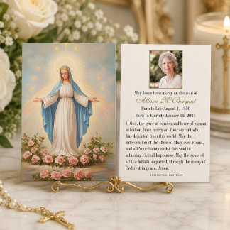 Virgin Mary Catholic Funeral Memorial Holy Card -
