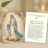 Virgin Mary Catholic Funeral Memorial Holy Card -