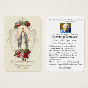 Virgin Mary Catholic Funeral Memorial Holy Card -