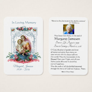 Virgin Mary Catholic Funeral Memorial Holy Card -