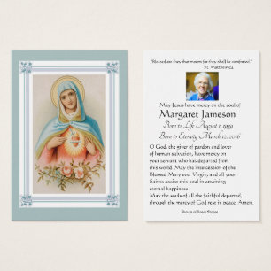 Virgin Mary Catholic Funeral Memorial Holy Card -