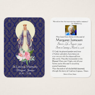 Virgin Mary Catholic Funeral Memorial Holy Card -