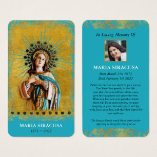 Virgin Mary Catholic Funeral Memorial Prayer Card