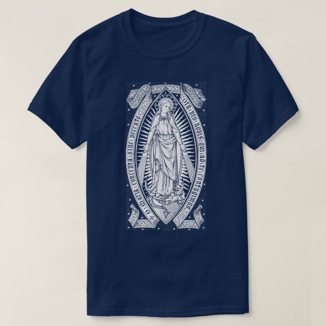 Virgin Mary Catholic Vintage Engraving T-Shirt (Design Front)