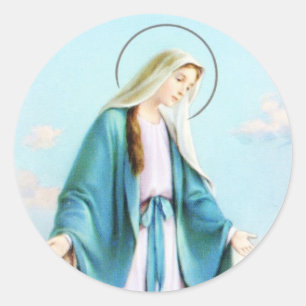 Virgin Mary Crescent Moon Classic Round Sticker