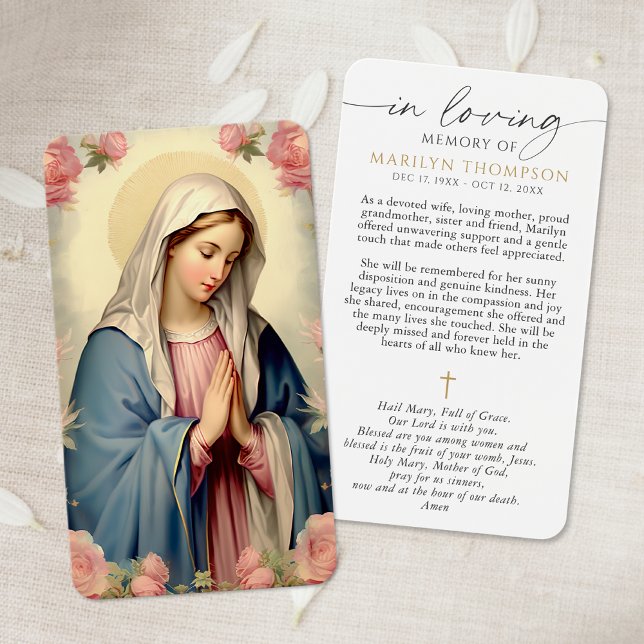 Virgin Mary Cross Sympathy Prayer Card (Créateur téléchargé)