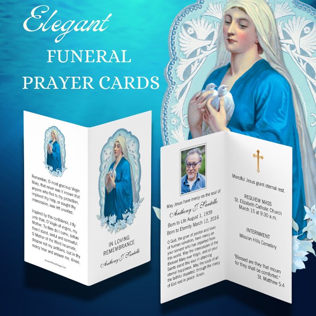 Virgin Mary  Doves Catholic Funeral Holy Card (Creator Uploaded)