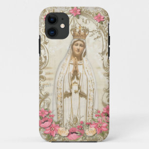 Virgin Mary Fatima Holy Rosary Religious Floral iPhone 11 Case