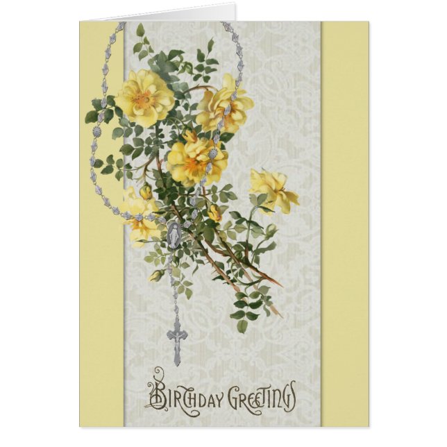 Virgin Mary Floral Rosary Birthday Religious (Front)