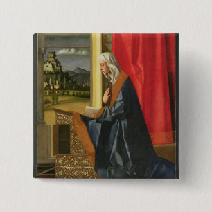 Virgin Mary, from The Annunciation diptych (oil on 2 Inch Square Button