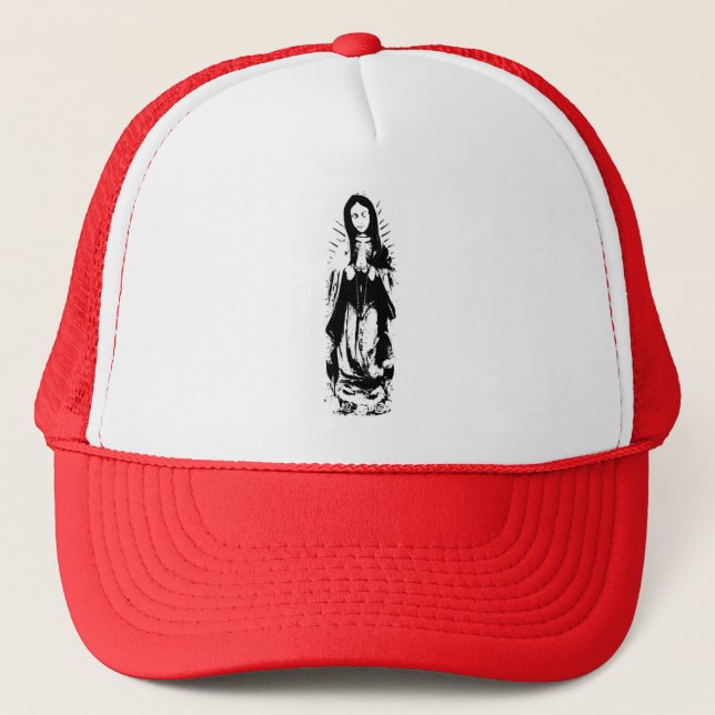 Virgin Mary full length trucker hat (Front)