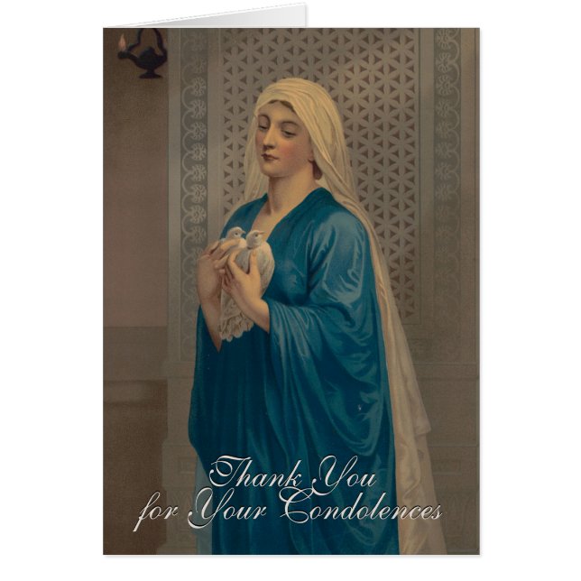 Virgin Mary Funeral Sympathy Holy Card Thank You (Front)