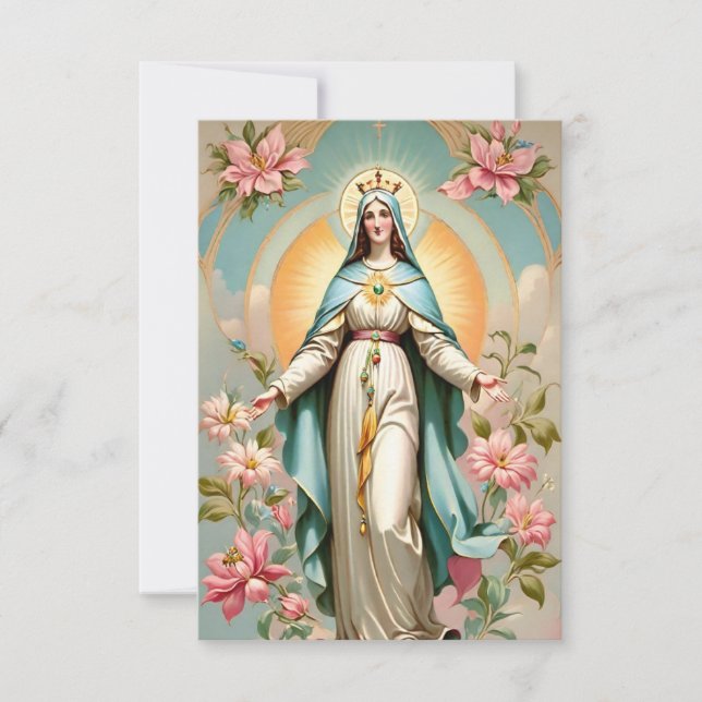 Virgin Mary greeting card, Catholic card (Front)