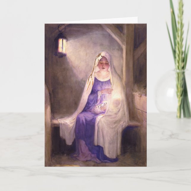 Virgin Mary Holding Baby Jesus 1912 Holiday Card (Front)