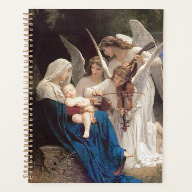Virgin Mary Holding Baby Jesus Angels Spiral Planner (Front)