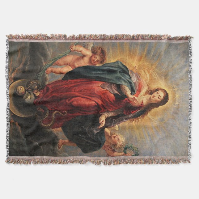 Virgin Mary Immaculate Heart Throw Blanket (Front)
