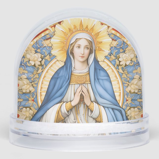 Virgin Mary in Blues and Golds Flower Frame (Avant)