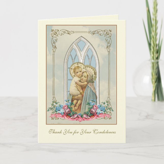 Virgin Mary Jesus Catholic Condolence Thank You (Front)