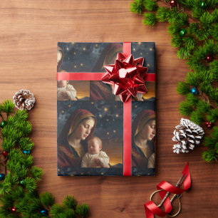 Virgin Mary & Jesus Christ Nativity Wrapping Paper