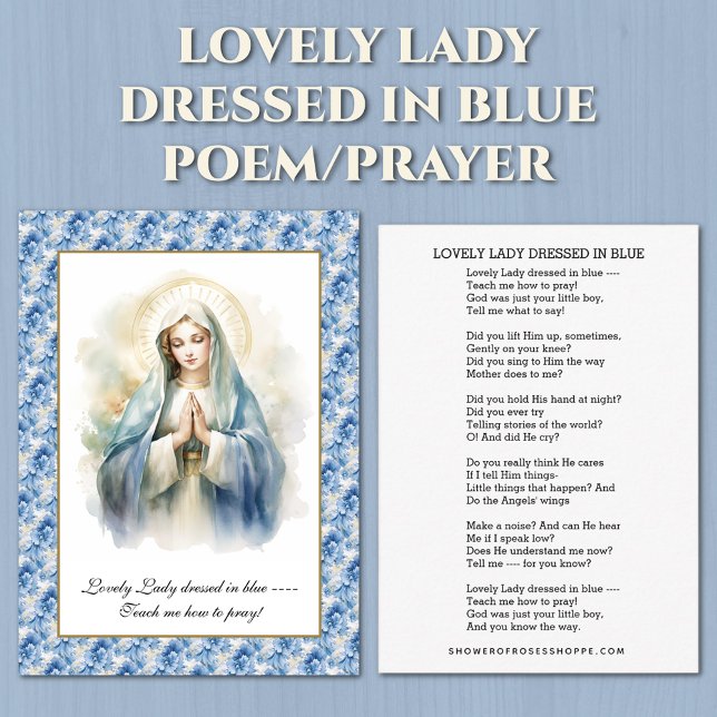 Virgin Mary Jesus Lovely Lady Dressed in Blue Poem Enclosure Card (Creator Uploaded)