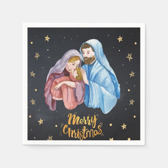 Virgin Mary Jesus Nativity Christmas Vintage Napkin (Front)