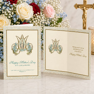 Virgin Mary Jesus Religious Catholic Floral Card