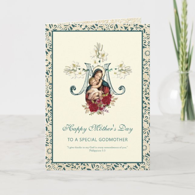 Virgin Mary Jesus Religious Godmother  Card (Front)