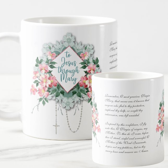 Virgin Mary Jesus Rosary Catholic Memorare Coffee Mug (Creator Uploaded)