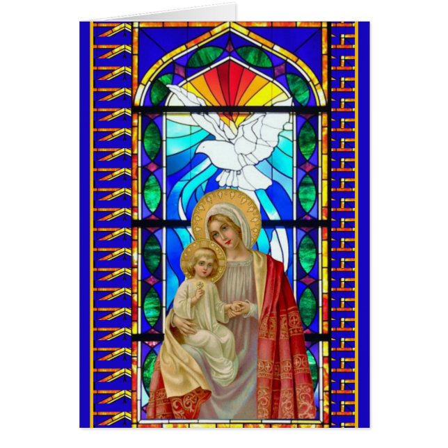 Virgin Mary Jesus Stained Glass Holy Spirit (Front)