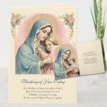 Virgin Mary Jesus Thinking of You Prayer Card<br><div class="desc">Share the blessings and convey your warm sentiments to your loved ones with this meaningful and inspirational card with a beautiful vintage like image of the Blessed Mother and Baby Jesus with pink roses. Perfect for any occasion, it serves as a reminder of faith, love, and the guiding presence of...</div>