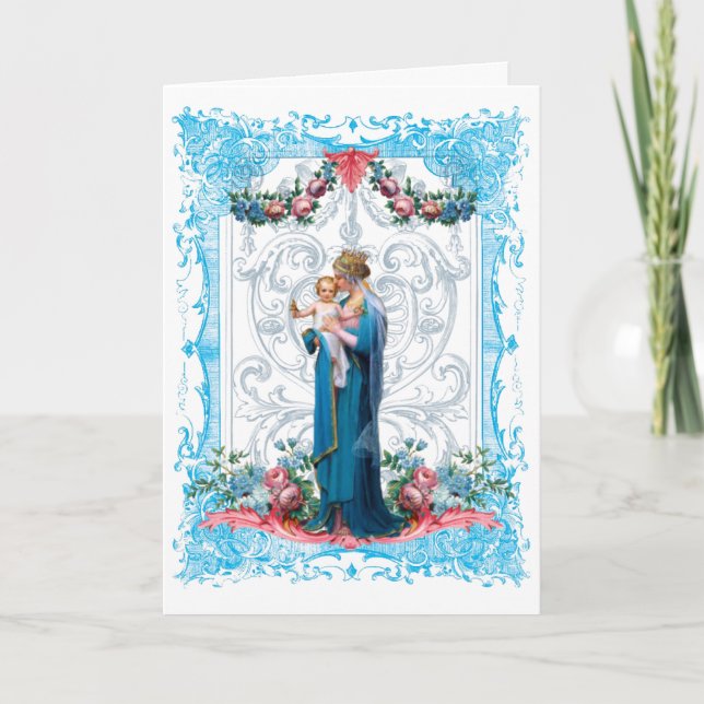Virgin Mary Jesus Vintage Religious Catholic Card (Front)