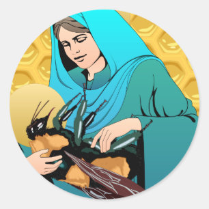 Virgin Mary Madonna & Bumble Bee Classic Round Sticker