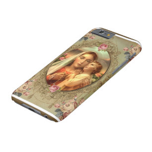 Virgin Mary Madonna Child Jesus Rosary Roses Barely There iPhone 6 Case