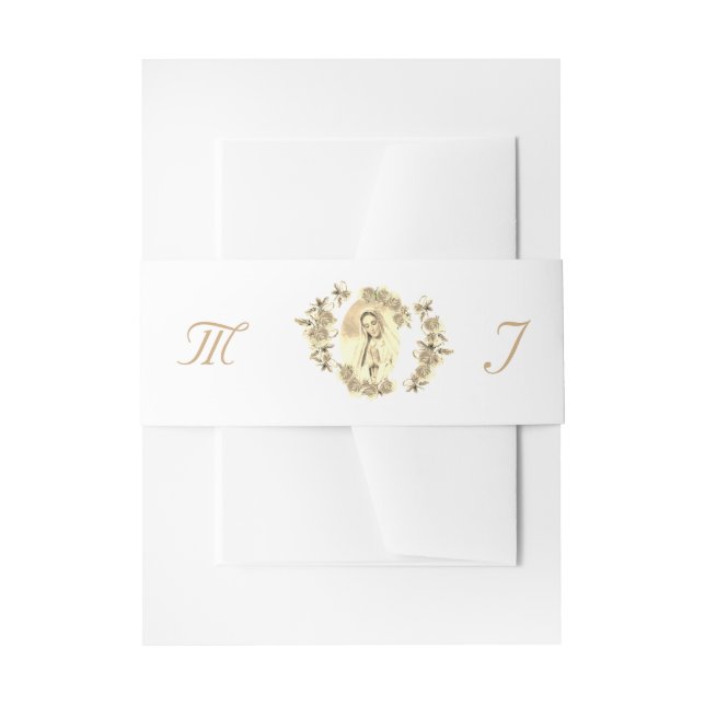 Virgin Mary Monogrammed Invitation Belly Band (Front Example)