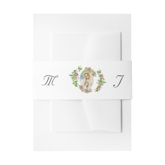 Virgin Mary Monogrammed Invitation Belly Band (Front Example)