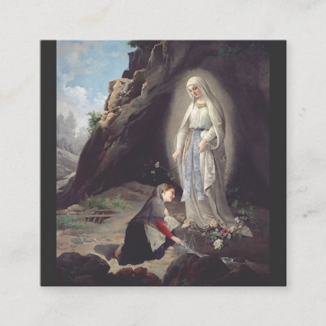 Virgin Mary of Lourdes Square Business Card (Front)