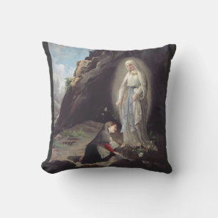 Virgin Mary of Lourdes Throw Pillow