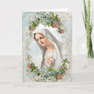 Virgin Mary Our Lady of Fatima Religious Floral  Card