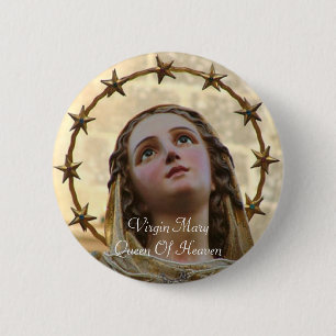 Virgin Mary Queen Of Heaven 2 Inch Round Button