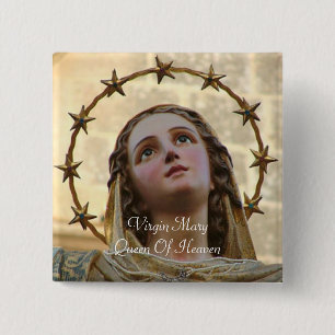 Virgin Mary Queen Of Heaven 2 Inch Square Button