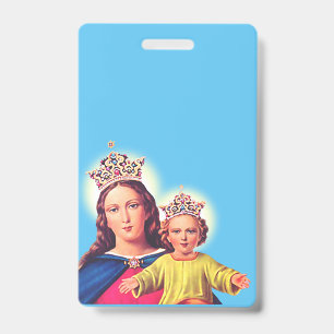 Virgin Mary queen with Jesus Badge