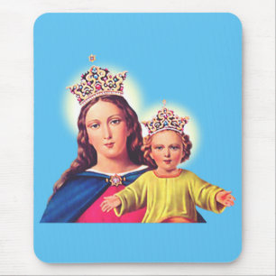 Virgin Mary queen with Jesus Mouse Pad