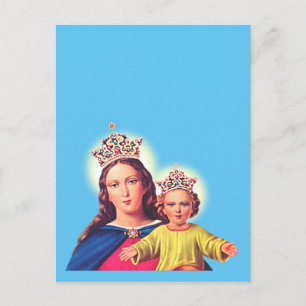 Virgin Mary queen with Jesus Postcard