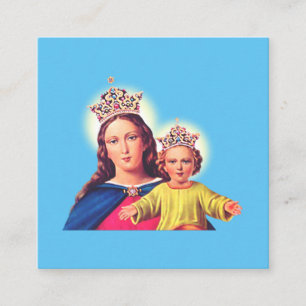 Virgin Mary queen with Jesus Square Business Card