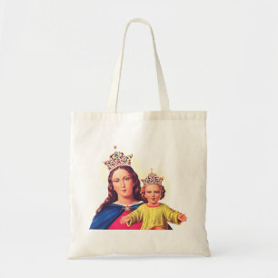 Virgin Mary queen with Jesus Tote Bag